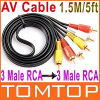 5FT-1-5M-Gold-Plated-Cord-Triple-3-RCA-Composite-AV-Cables-Audio-Video-Cable-Audio
