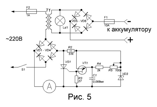 Электрическая схема зарядного устройства старт 1