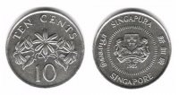 10 центов Сингапур 1985