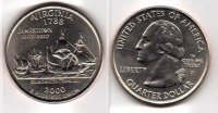 США 25 центов (квотер) 2000г. штат Вирджиния, Корабли Susan Constant, Godspeed, Discovery