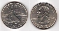 США 25 центов (квотер) 2001г. штат Род-Айленд