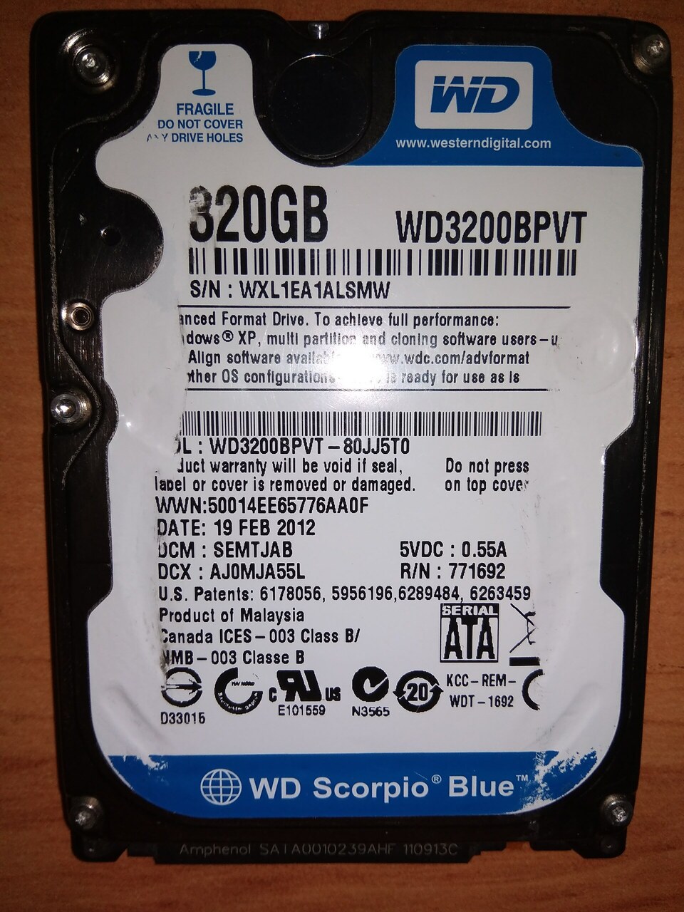 Тема: SATA 2.5" WD Scorpio Blue 320GB.